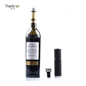 高品質の再利用可能なワインセーバーポンプと2個の本物の真空ワインボトルストッパーギフトセットシリコンワインストッパープラスチック