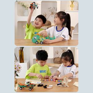 Jouet de puzzle électrique en bois à assembler soi-même 4 en 1, <span class=keywords><strong>expérience</strong></span> <span class=keywords><strong>scientifique</strong></span> STEM pour enfants, machine à pulvériser des balles, lions marins, requin, ensemble de construction en bois - Product Image 3