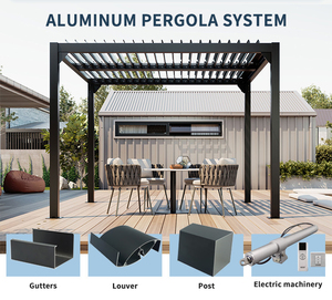 Pergola en aluminium réglable de Chine avec structure thermolaquée, pavillon mural pour terrasse avec lamellendach - Product Image 4