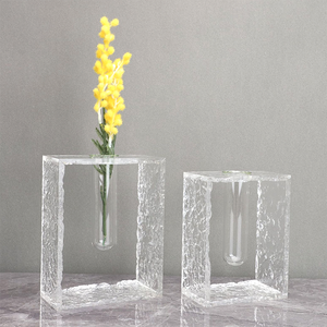 Vas Bunga Hidroponik Bingkai Akrilik Tabung Kaca Terarium Pot Tanaman - Product Image 4