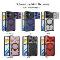 Étui de protection magnétique Lichicase en métal avec béquille et cache-objectif coulissant pour VIVO V70 V70 Elite
