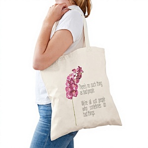 Wholesale Customizable Cotton Stitch <b>Large</b> Tote Bags with <b>Printed</b> Flowers Mamie En Design Eco Reusable Shopping Bag Open Top BD - Product Image 5