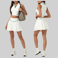YNSEA OEM Ensembles de sport pour femmes en gros, 2 pièces : Polo court à col en V et mini-jupe avec pantalon de sécurité, pour le tennis, le yoga et l'entraînement