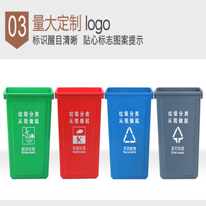 Waste <b>Bin</b> <b>20L</b> Rectangular Lidless Indoor Outdoor Storage Bucket Gray Black Blue Red Green - Product Image 3