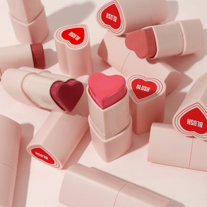 Stick de <span class=keywords><strong>blush</strong></span> crème végétalien lisse personnalisé avec logo, en forme de cœur, maquillage visage haute qualité, <span class=keywords><strong>blush</strong></span> en stick avec tampon cœur, marque privée - Product Image 1