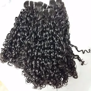 10a 11a Fumi Super Double Drawn Virgin Cheveux Humains Indiens Pixie Curls 3 Bundles avec Lace Frontal Closure
