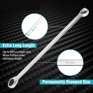 Jeu de clés à cliquet extra longues 9 pièces, clés métriques à double embout avec organisateur d'outils en mousse EVA 8 10 12 13 14 16 17 19 22 M - Product Image 4