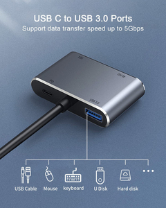 Adaptador Hub USB C 4 en 1 a 4 <span class=keywords><strong>Puertos</strong></span>, HDMI 4K, USB 3.0, VGA, USB PD100W, Aleación <span class=keywords><strong>de</strong></span> Aluminio, Conexión a Computadora, Transferencia <span class=keywords><strong>de</strong></span> Datos - Product Image 4