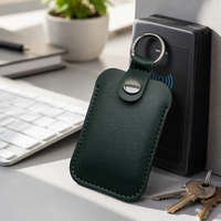 Porte-clés personnalisé avec logo, porte-cartes en PVC grainé cuir, étui pour badge d'identification avec anneau métallique, pour carte d'accès U Shield