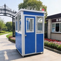 Cabine de sécurité préfabriquée en acier, poste de garde extérieur avec fenêtre coulissante et porte verrouillable