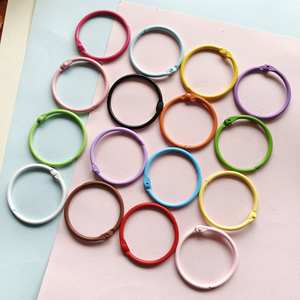 Couleur bonbon alliage peinture bricolage anneau 45mm pince ouverture anneau à feuilles mobiles porte-clés avec matériau métallique livre anneau accessoires - Product Image 1