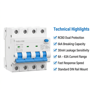 Interruttore Differenziale <span class=keywords><strong>3P</strong></span>+N 32A 40A 50A 63A OEM Protezione da Dispersione a Terra RCCB RCBO - Product Image 4