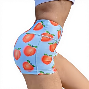 Shorts de yoga taille haute effet galbant pour femme, style européen et américain, pour le sport et l'entraînement estival, modèle trois-quarts, Dopamine - Product Image 1