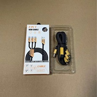Kabel Ponsel Anyaman Jaring Ikan PC03 120W Pengisian Cepat Grosir 1.2m Tiga dalam Satu untuk Apple Android Type-c Kemasan Kotak