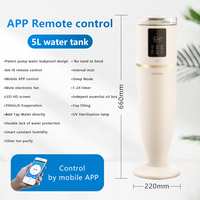 Humidificateur à ultrasons 5L à brume froide avec aromathérapie, silencieux, contrôlable par application, sur pied, pour hôtels et usage domestique