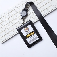 Porte-cartes de travail personnalisé, en cuir véritable, de luxe, Badge d'identité