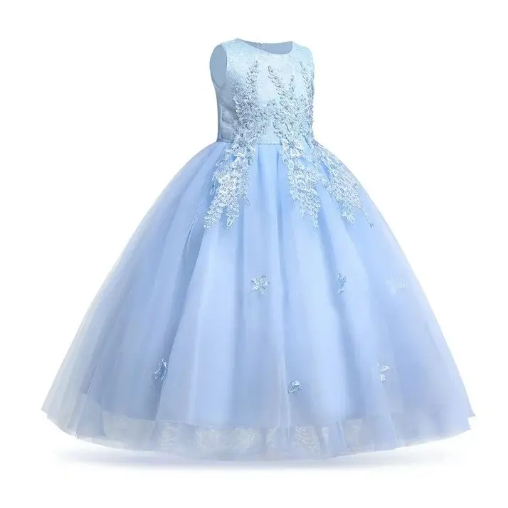 Princess Girls Dress For Wedding Kids Formal Pageant Gowns Baby Maxi Satin Frocks Direct Factory Manufacture Export From BD