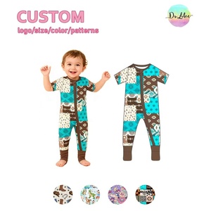 Boîte surprise de vêtements pour bébés garçons, barboteuses personnalisées, pyjamas en bambou pour nourrissons, vente en gros de pyjamas zippés en bambou pour bébés - Product Image 1