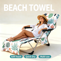 Housse de chaise longue de plage en microfibre imprimée sur mesure avec poche latérale, séchage rapide, pour piscine et bord de mer