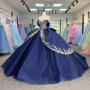 Dy5926 Magnifique robe de bal en mousseline de soie pour Quinceañera, robes de fête, appliques, taille naturelle scintillante, antistatique, 100% coton, maxi - Product Image 2