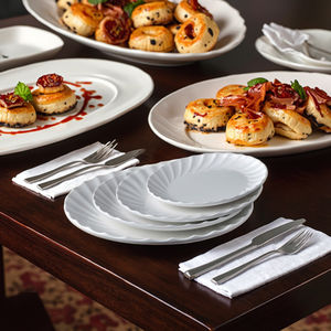 Platos de Plástico Blanco Sólido Creativos, Pigmentados, en Varios Tamaños, <span class=keywords><strong>Vajilla</strong></span> de <span class=keywords><strong>Melamina</strong></span> Ecológica, Moderna, <span class=keywords><strong>Apta</strong></span> para Lavavajillas y <span class=keywords><strong>Microondas</strong></span> - Product Image 3