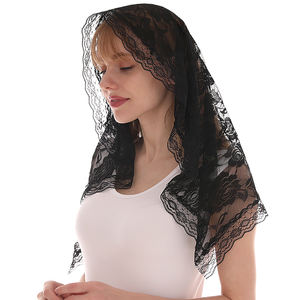 स्पेनिश शैली पुष्प फीता मैटिला कैथोलिक चर्च का घूंघट नरम सिर महिलाओं के लिए लेटिन मास प्रार्थना हेडस्कार्फ - Product Image 6