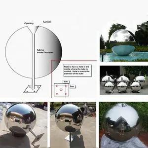 Vente de boules de fontaine creuse en acier inoxydable, fabricants numérique avec fonction d'eau
