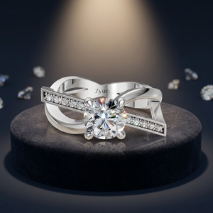 Bague de luxe torsadée en diamant, inspirée du style vintage, bijoux de mariée avec accents pavés pour femme - Product Image 2