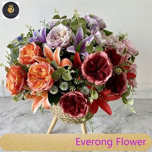 Set di 10 Rose Austin e Gigli Artificiali in Offerta, Bouquet per Matrimoni, Feste, Decorazioni per la Casa e Centrotavola - Product Image 5
