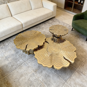 Mesa de Centro Moderna de Lujo en Oro, Mueble de Acero Inoxidable para Sala de Estar, Villa, Hotel, Decoración de Hogar de Alta Gama - Product Image 4