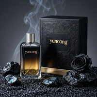 Boîte cadeau rétro de luxe noire et or gaufrée, flacon de parfum transparent à fond épais, cadeaux d'affaires