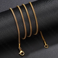 Collier en chaîne à mailles rondes en acier inoxydable poli miroir, ne se décolore pas