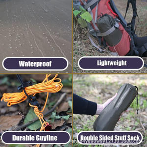 Lona hexagonal para acampar Woqi de 365x295 cm, verde oliva, de nailon, impermeable y ligera, para senderismo y excursionismo al aire libre. - Product Image 2