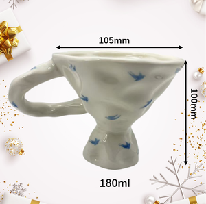 High Foot Vintage Hand Painted 6 oz Breakfast Cup Milk Coffee Tea Water Cup Dessert Cup Handmade <b>Ceramic</b> <b>Mugs</b> - Product Image 2