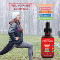 Vente chaude OEM Vascu Flow Drops pour le soutien du flux sanguin Cayenne Pepper Drops Supplément Liquide + Berry Vitamin D3 K2 60ml