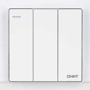 High quality low price chint 3 gang 250V 16AX luxury light plate electricity switch wall