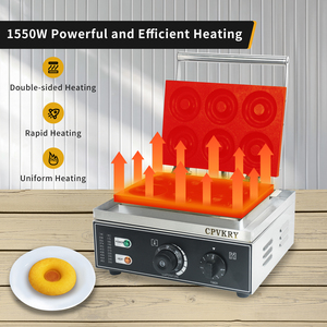 Thương mại điện 6 lỗ hai mặt Donut Maker <span class=keywords><strong>New</strong></span> Home <span class=keywords><strong>Bakery</strong></span> Mini Donut máy cho cà phê snack không dính sưởi ấm - Product Image 2