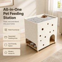 Table d'appoint multifonctionnelle en feutre pour chat, gain de place vertical, station d'alimentation pour animaux, mobilier abri pour chat