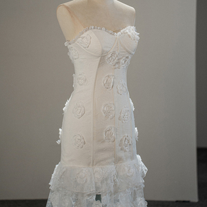 Vestidos de Novia Elegantes y Glamurosos sin Tirantes, Vestido de Noche Floral con Cola de Rosas, Vestido Largo con Corsé, Sfy185 - Product Image 3