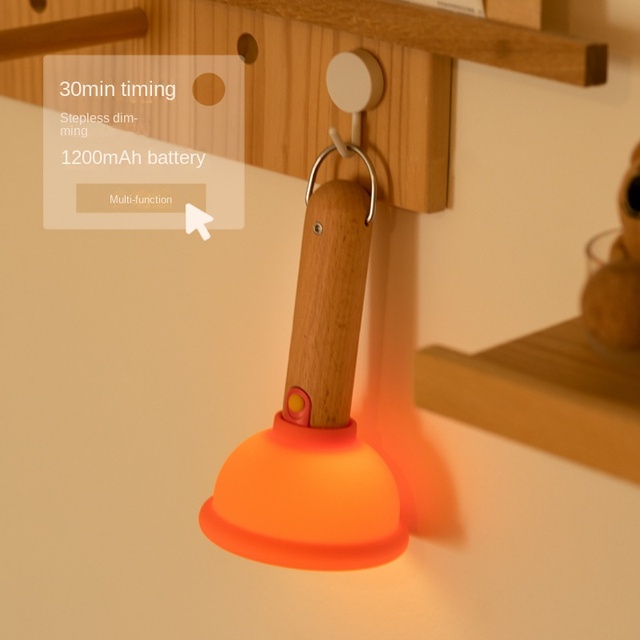 Creative LED USB Charging Toilet Night Light Warm White Bedroom Atmosphere Sleeping Light Suction Ornaments Timings Battery
