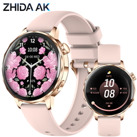 Montre connectée pour femmes - Écran circulaire HD de 1,27 pouce, tracker de fitness avec moniteur de fréquence cardiaque, de sommeil et de SpO2, compatible avec iPhone et Android