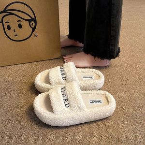 Women's All-Season Casual Fur for <strong>Slippers</strong> Lamb <strong>Wool</strong> with Height-increasing White Fur Plush Indoor Outdoor Use for Autumn Winter - Product Image 1