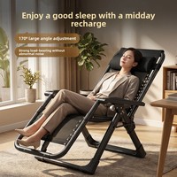 Fauteuil inclinable pliant portable pour la sieste au bureau, avec structure métallique technique à trois plis, design renforcé extra épais toutes saisons