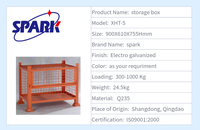 Chariot de transport pliable et empilable en acier durable avec roues, résistant à la corrosion, grande capacité, pour stockage de marchandises OEM