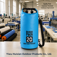 Sac à dos étanche pliable en PVC personnalisé en usine, 20L, léger, flottant, pour la plage, la natation, le canyoning, les courts séjours