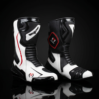 Bottes de moto en cuir pour hommes, fermeture éclair, mi-mollet, légères, respirantes, logo et couleur personnalisés, chaussures de course et de tourisme