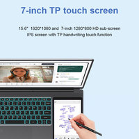 Ordinateur portable professionnel neuf avec double écran tactile 15,6'' + 7'' IPS, processeur Intel N100 N95, 16 Go de RAM, 512 Go de SSD, Windows 11