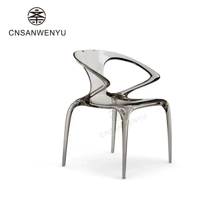 Cadeira de jantar em resina moderna para banquetes, móveis de plástico transparente para lazer ao ar livre, cadeira de jantar para casamento