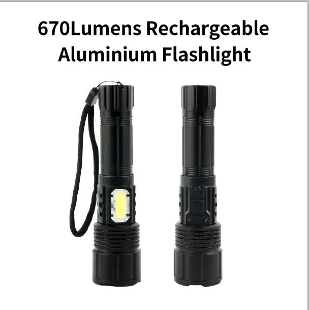 Aluminium Alloy Multifunction Portable Bright Emergency Self Defensive Led Rechargeable Zoom Flashlights Torch