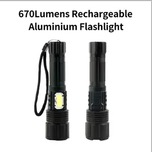 Aluminium legierung Multifunktions tragbare helle Notfall selbst verteidigende LED wiederauf ladbare Zoom Taschenlampen Taschenlampe